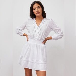 Rails Jasmine White Linen Lace Detail Dress Sz XS Blend Festival Summer Bohemian